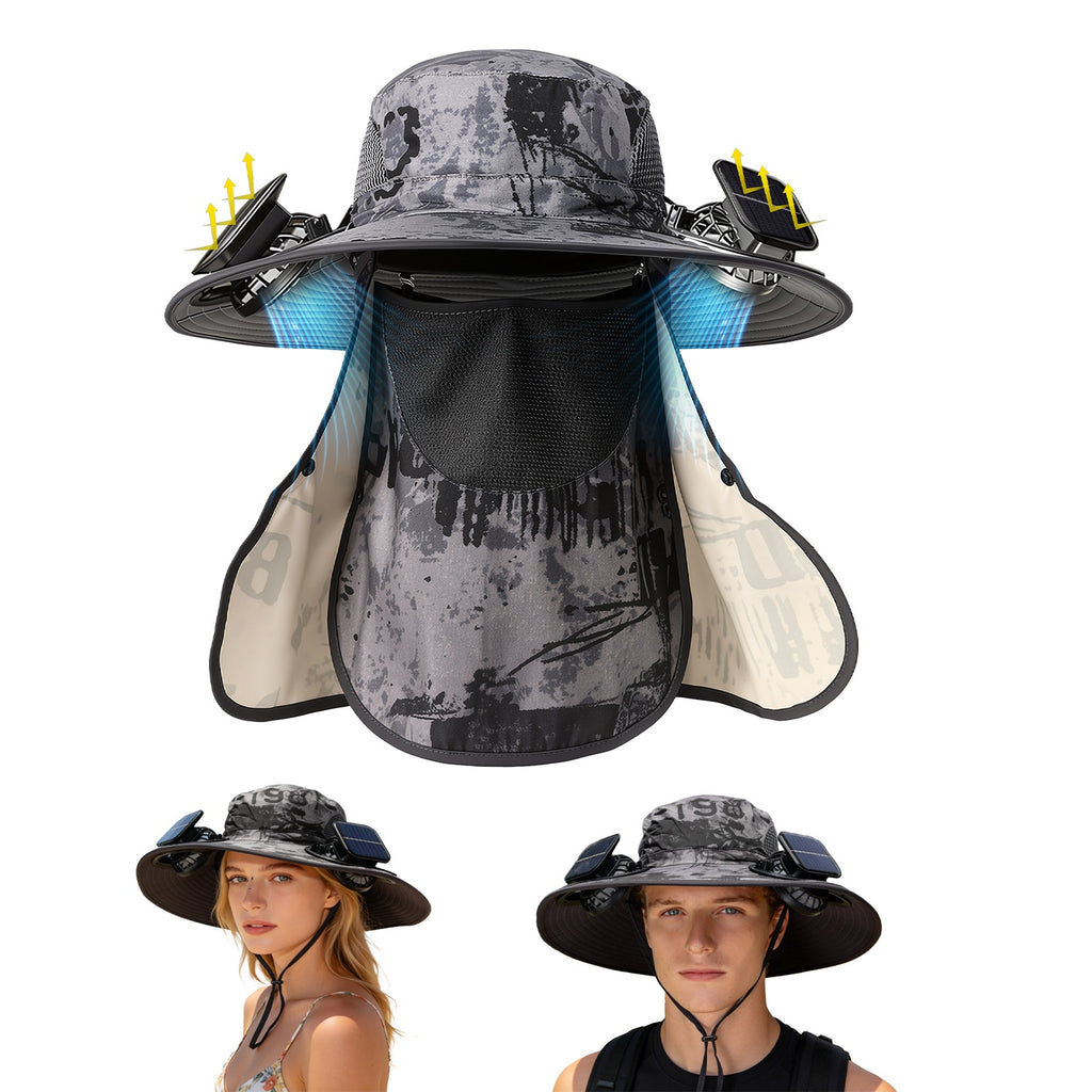 Solar Cooling Fan Hat with UPF50 Sun Protection