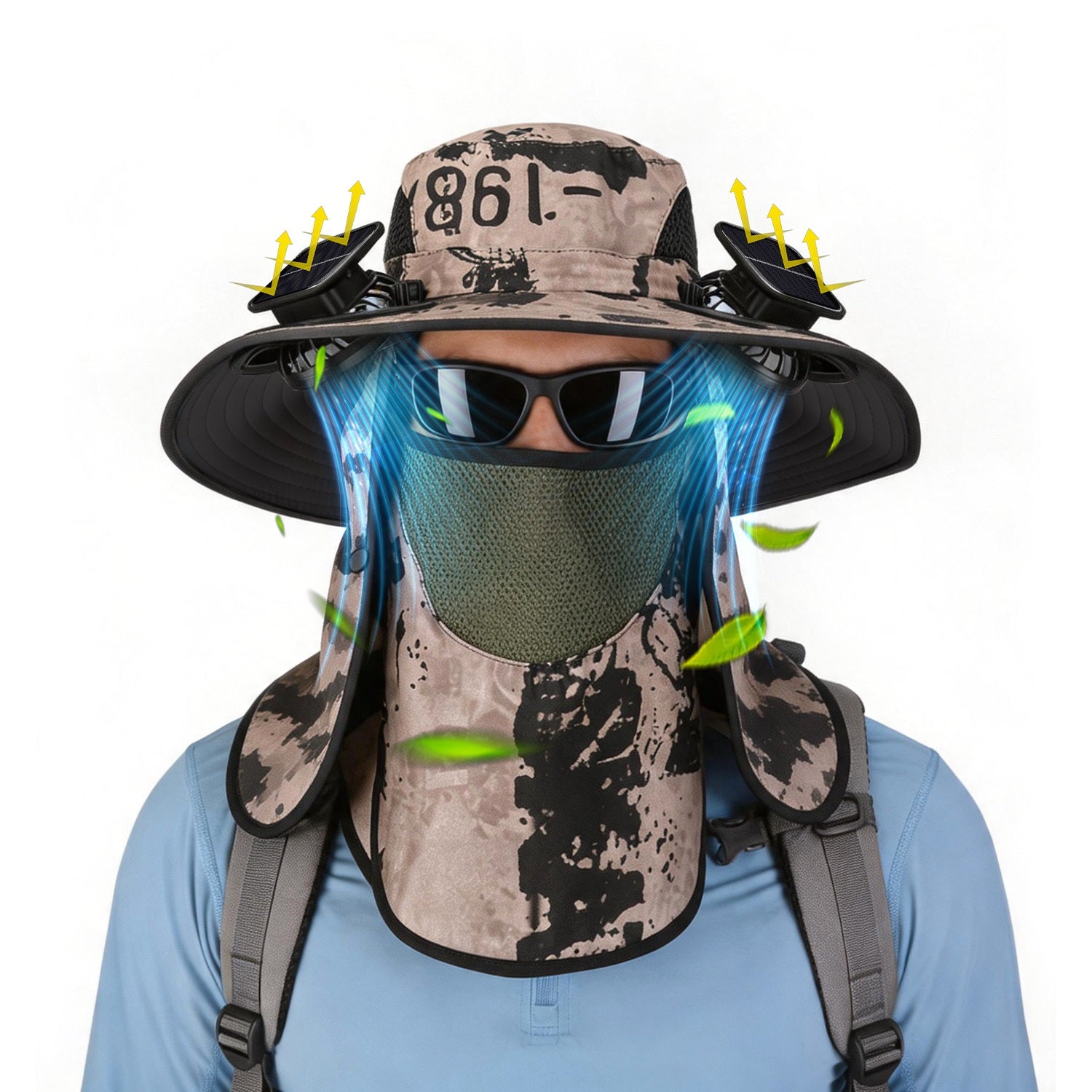 Solar Cooling Fan Hat with UPF50 Sun Protection