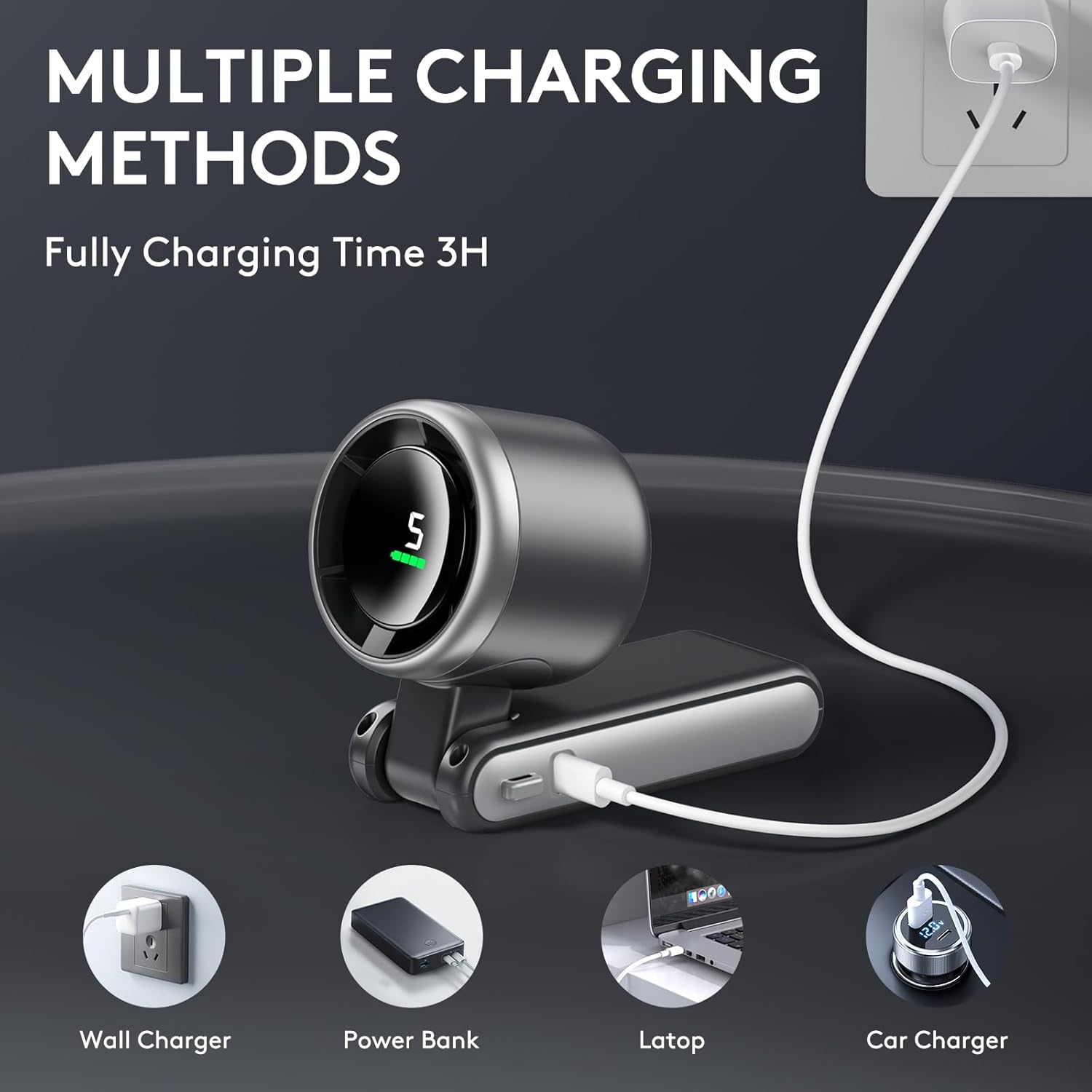 5000mAh 3-in-1 Turbo Handheld Fan