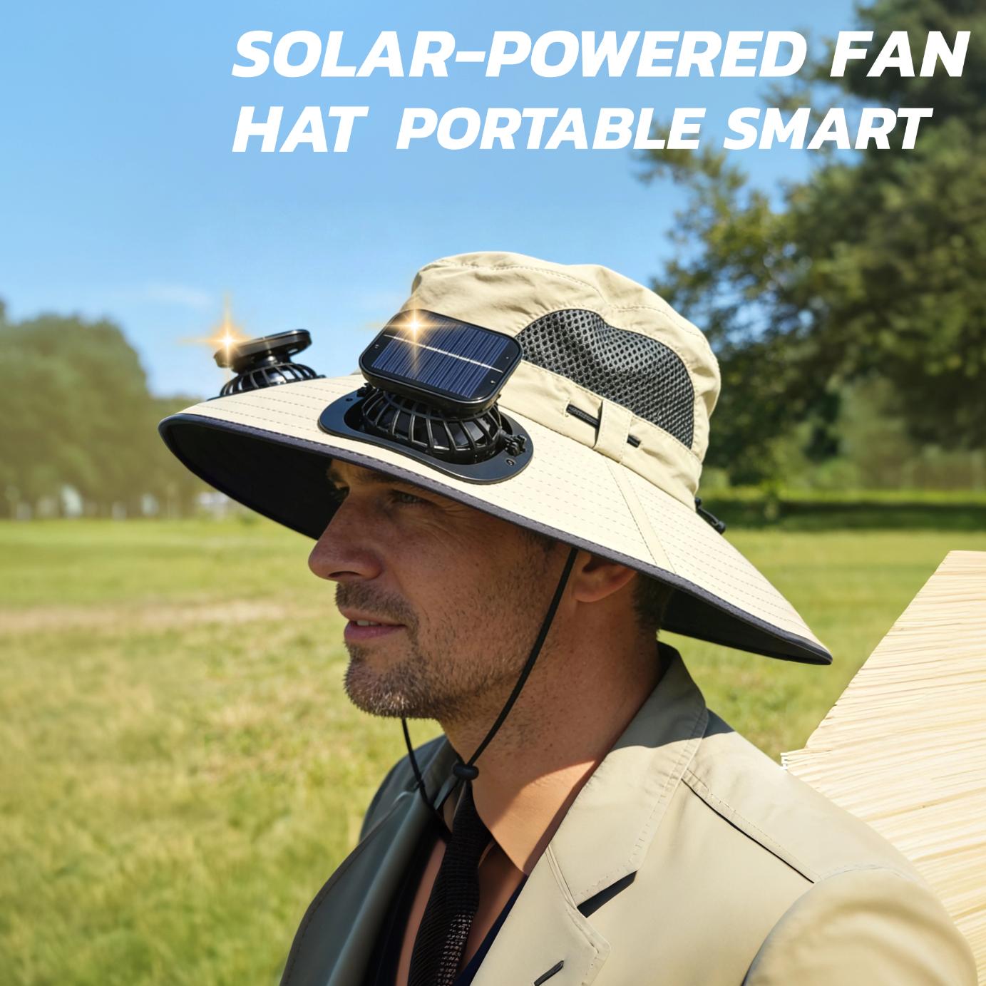 Outdoor Sun Hat with Built-In Cooling Fan