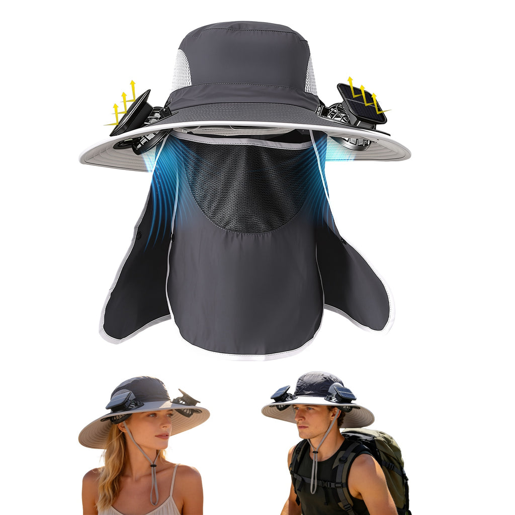 Solar Cooling Fan Hat with UPF50 Sun Protection