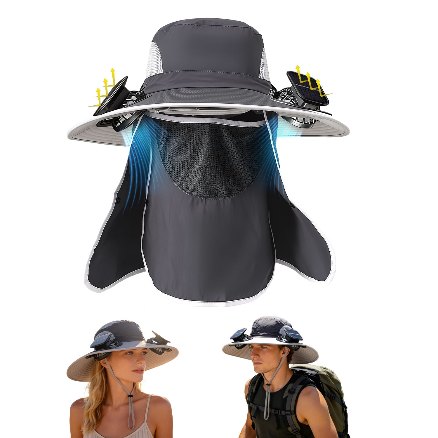 Solar Cooling Fan Hat with UPF50 Sun Protection