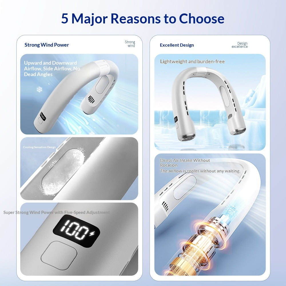 Portable Neck Fan - Hands-Free Personal Cooling